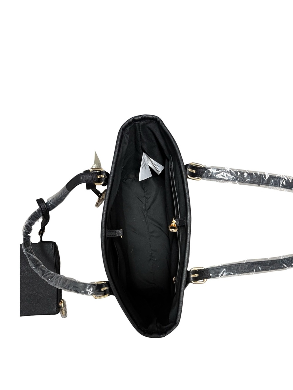Valentino Orlandi Black Tote with Gold Hardware and Pouch - Picture 6 of 7